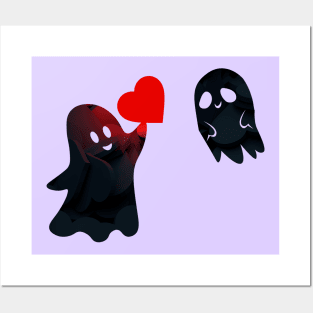 Extremely Cute Ghosts Love Heart - Funny Posters and Art